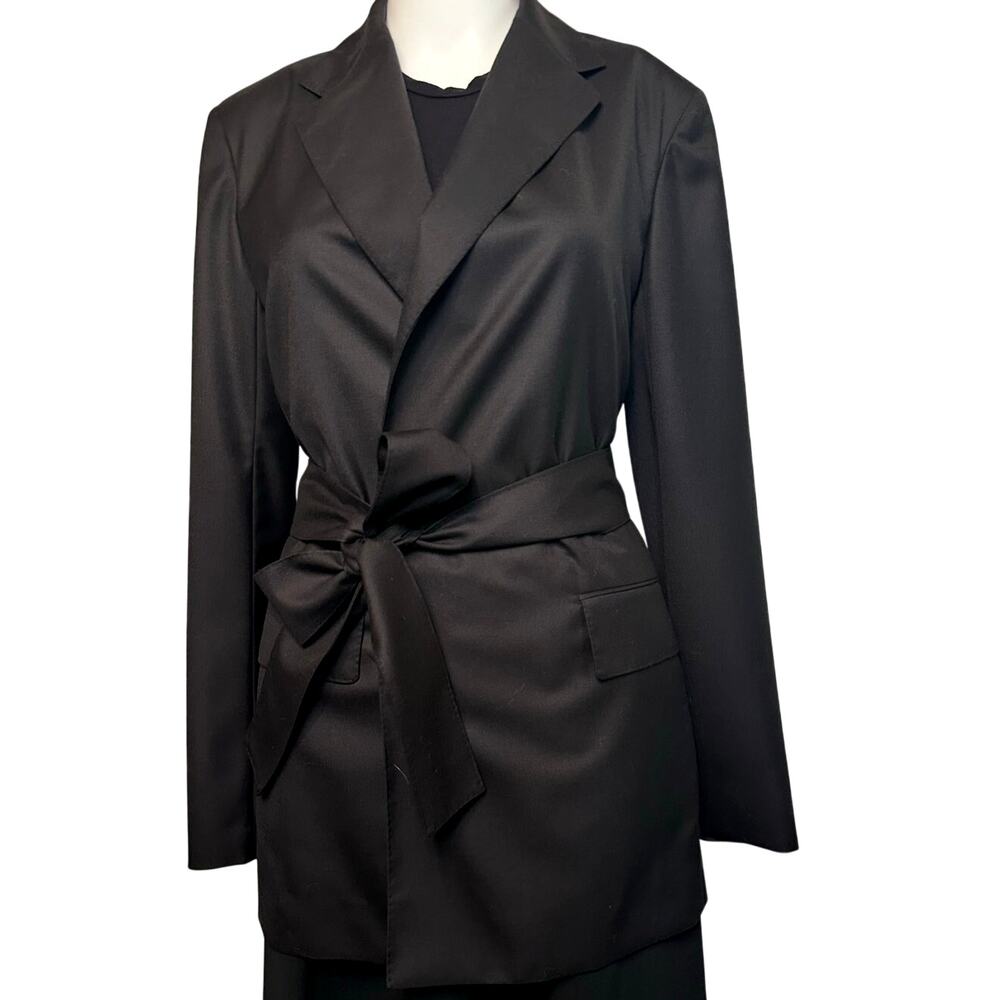 The Row Mel Jacket US 2 Fall '18 Black Crepe Wool Wrap Blazer Belt Silk lined
